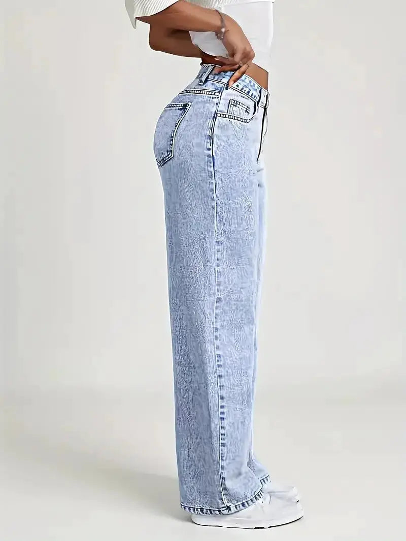 2026 Womens Loose Wide Leg Denim Jeans Baggy Streetwear All Season