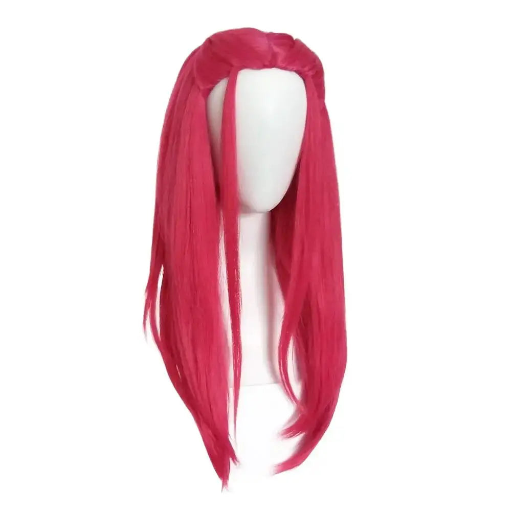 Cosplay wig; long pink-purple hair with side ponytail for kids