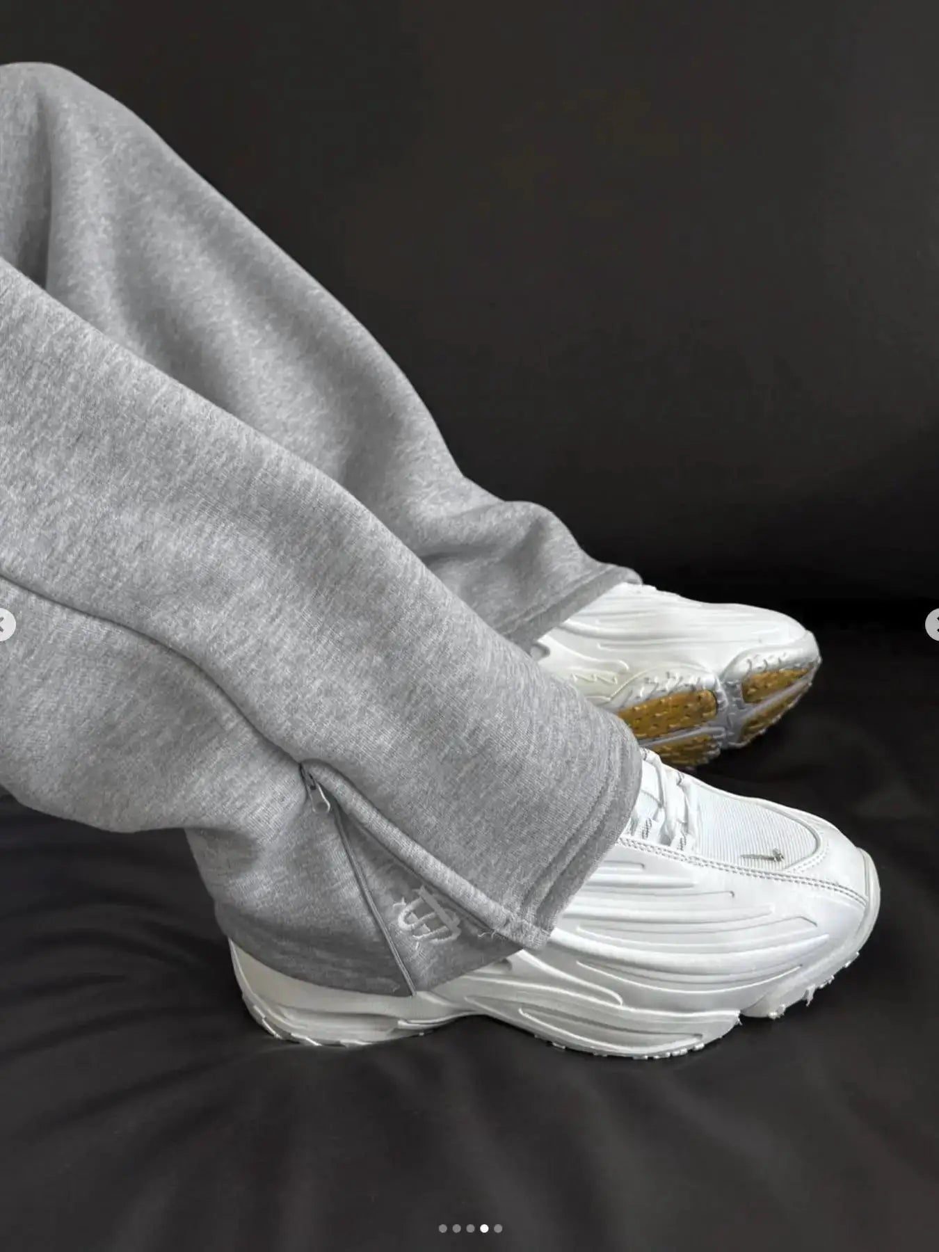 Gray Y2K jogger pants with zippered ankle detail for hip-hop streetwear