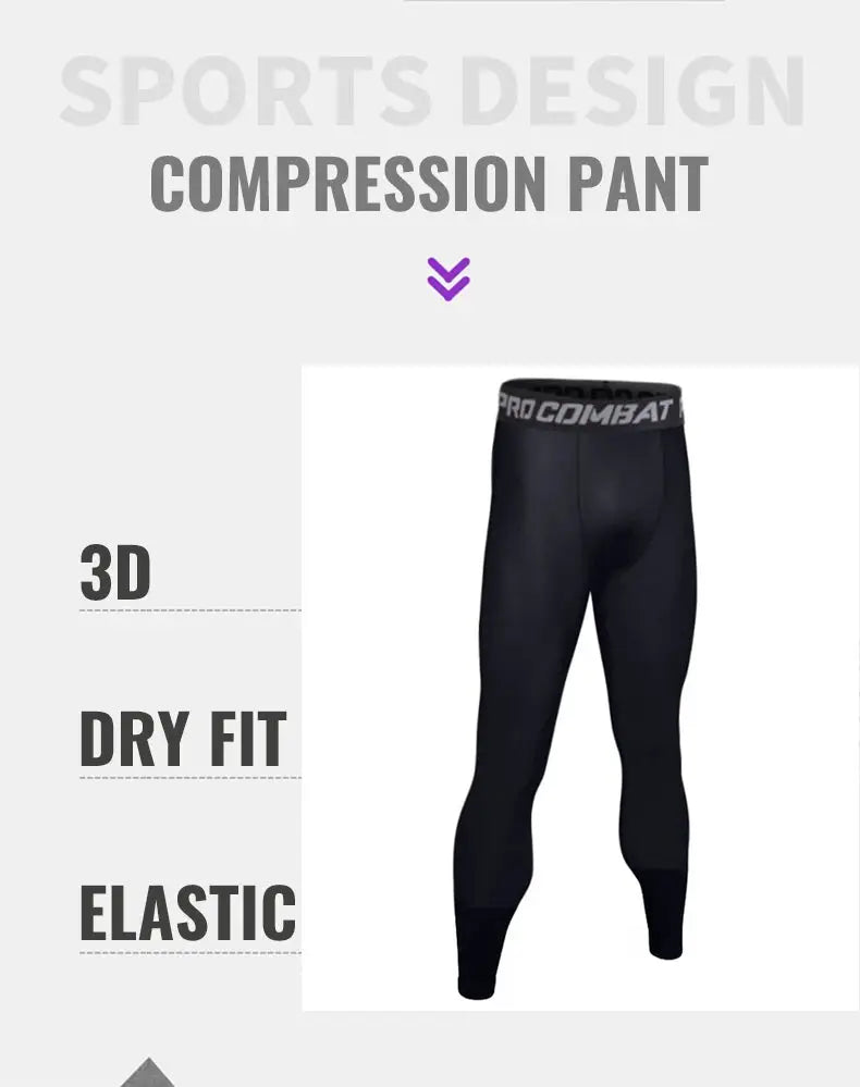 SONECHOKI men's compression pants, black polyester dry-fit leggings for training and running