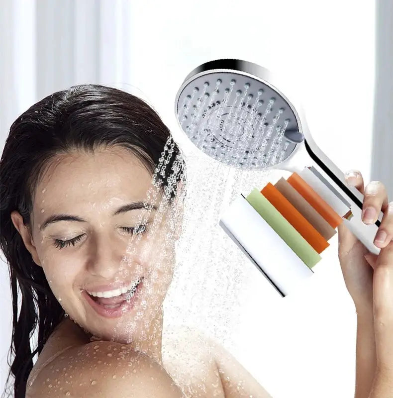 Bathroom handheld chrome shower head by Simples Market with 5 spray modes and water-saving design