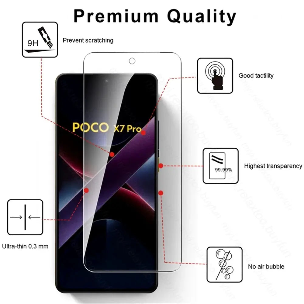 Poco X7 Pro 5G Tempered Glass Screen Protector 9H Hardness Ultra Thin Scratch Resistant HD Film