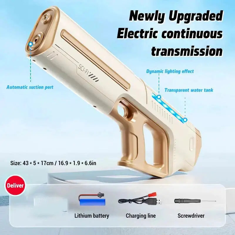 Electric Water Gun For Adults And Teens Automatic Water Suction Blaster With Flashing Lights For Summer Beach Parties