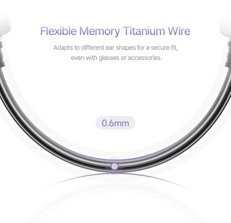 Baseus BF1 Lite open-ear sport wireless earphones with titanium memory wire, silver 0.6mm cable