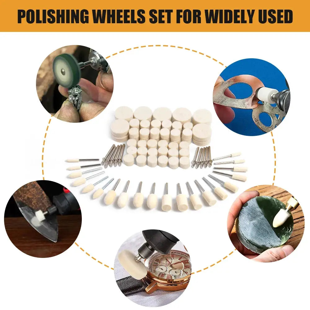 Wool Felt Polishing Wheel Set For Dremel Rotary Tool Accessories Buffing Pads For Metalworking And Precision Crafting