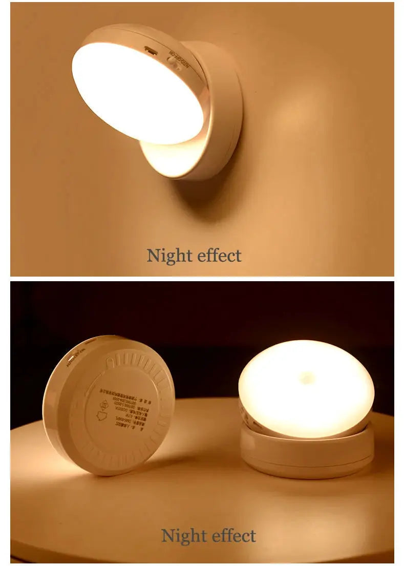 Night light by Simples Market; USB motion-sensor round LED lamp with energy-saving warm glow for bedroom and hallway