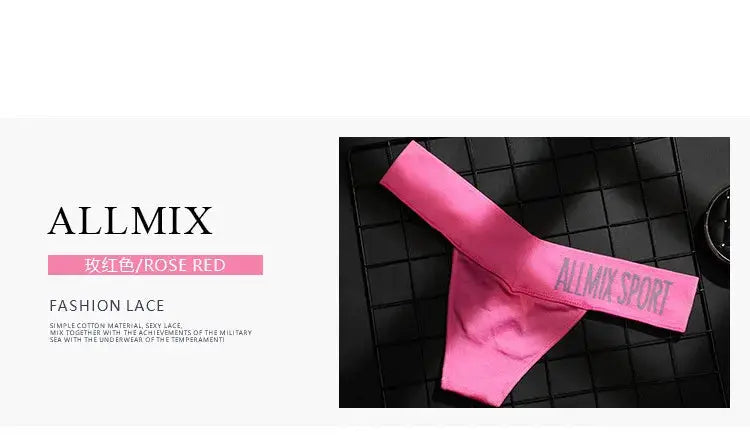 Allmix pink thong with elastic wide waistband, women's G-string underwear