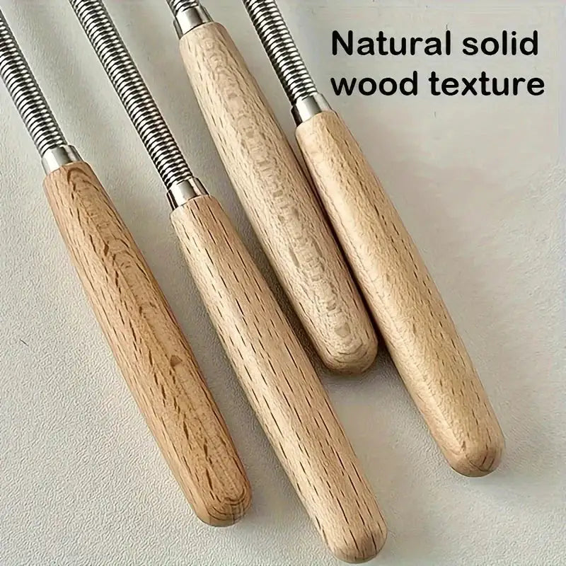 Stainless Steel Mini Egg Beater with Wooden Handle Whisk for Mixing Eggs and Batters Kitchen Baking Tools Set