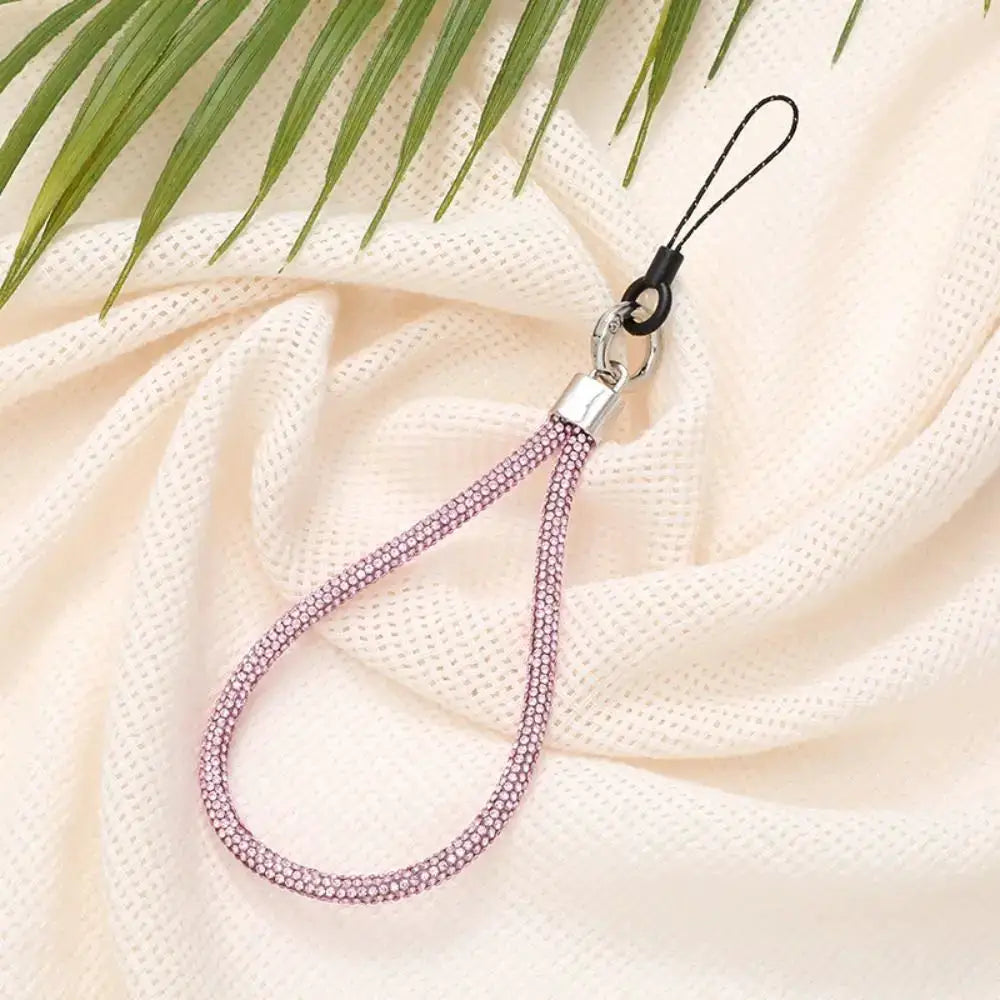 Glitter Rhinestone Phone Lanyard With Crystal Wrist Strap Keychain Anti Lost Rope For Phone Or Keys