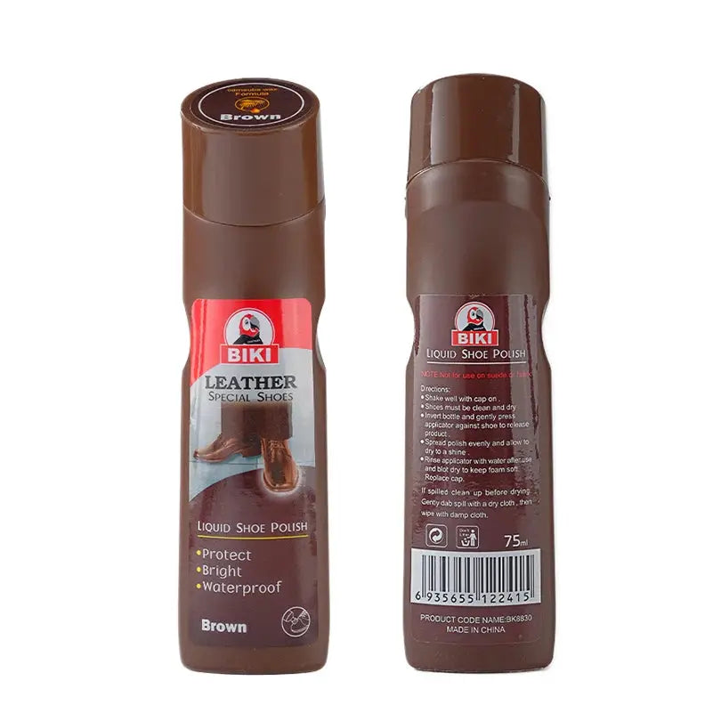 BIKI leather liquid shoe polish; brown, 75 ml bottles