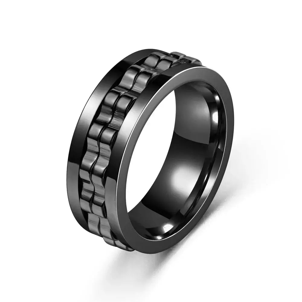 Anti Stress Stainless Steel Ring For Men Gear Rotating Anxiety Relief Spinning Fidget Ring Punk Jewelry Size 6 13