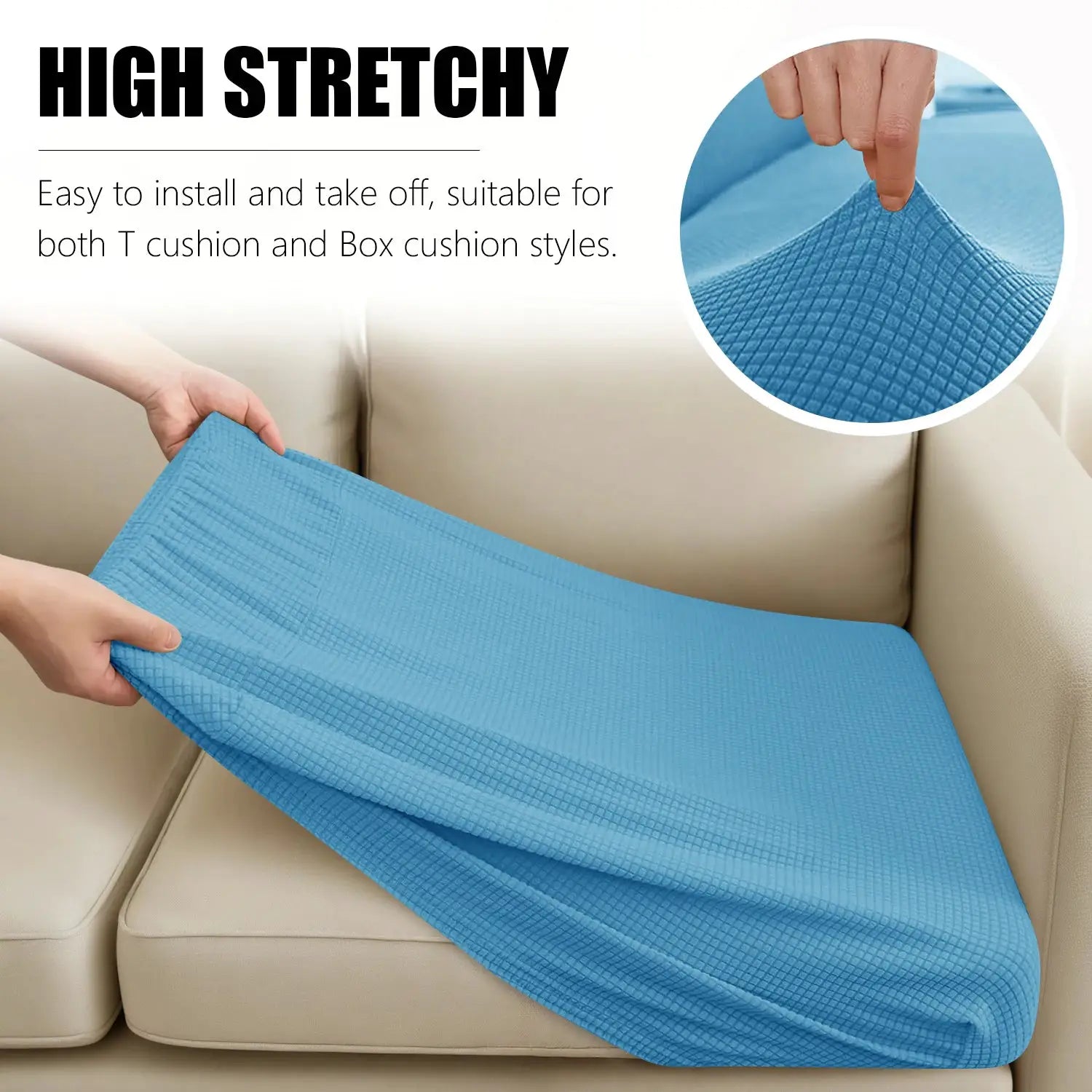 Sofa cushion cover kit by Simples Market; blue jacquard waterproof slipcover for 1–4 seat living-room couches