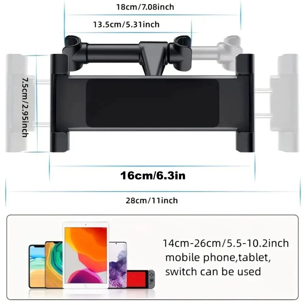 AutoGrip Car Tablet Holder Headrest Mount For Backseat Hands Free Viewing 4.7 To 12.9 Inch Tablets Easy Install