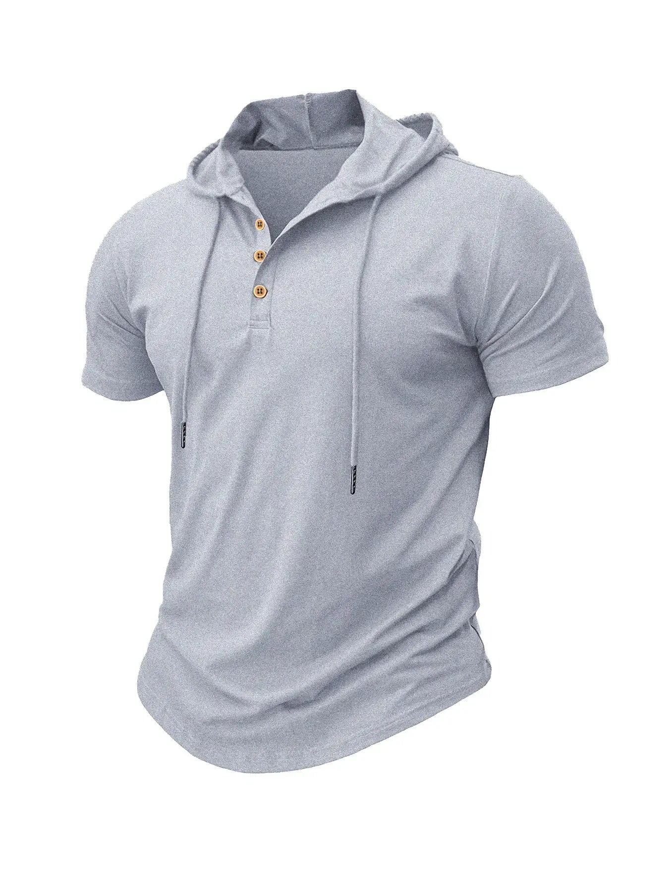 Men's Slim Fit Hooded Short Sleeve Tee Breathable Lightweight Sports Top For Fitness And Summer Wear