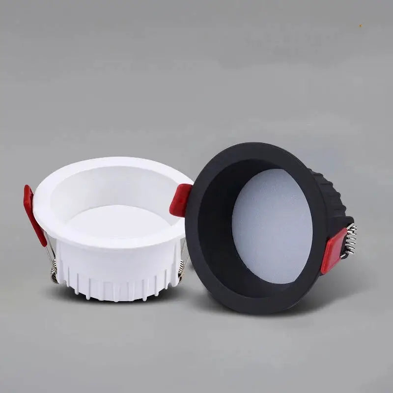 Round anti-glare LED recessed downlight kit with SMD2835, white and black trims, 7 cm hole, dual-pack