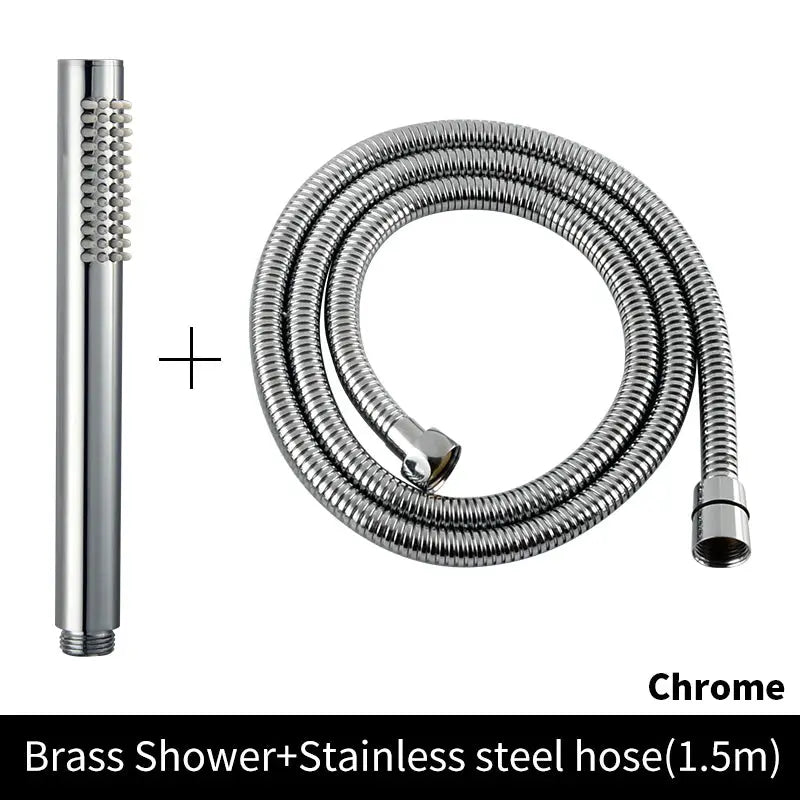 Chrome handheld shower head with stainless steel hose, 1.5m, two-piece set