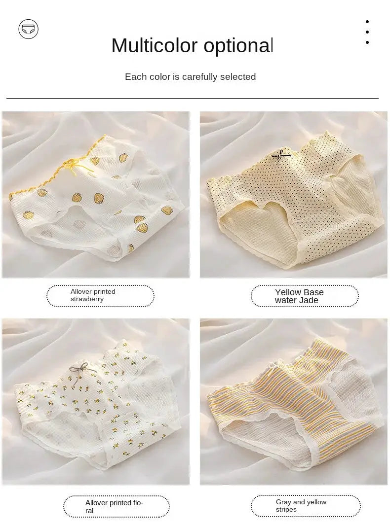 M-XL women's cotton briefs set in 4 colors; mid-waist seamless by Simples Market.