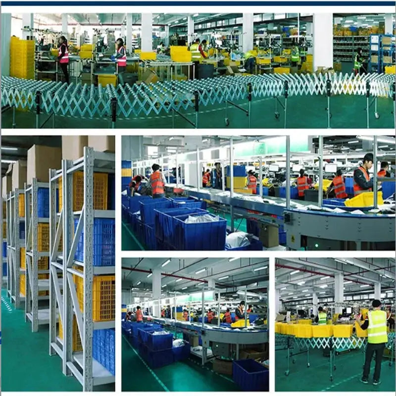 Simples Market LED wall reading lamp product on a factory assembly line in a busy warehouse