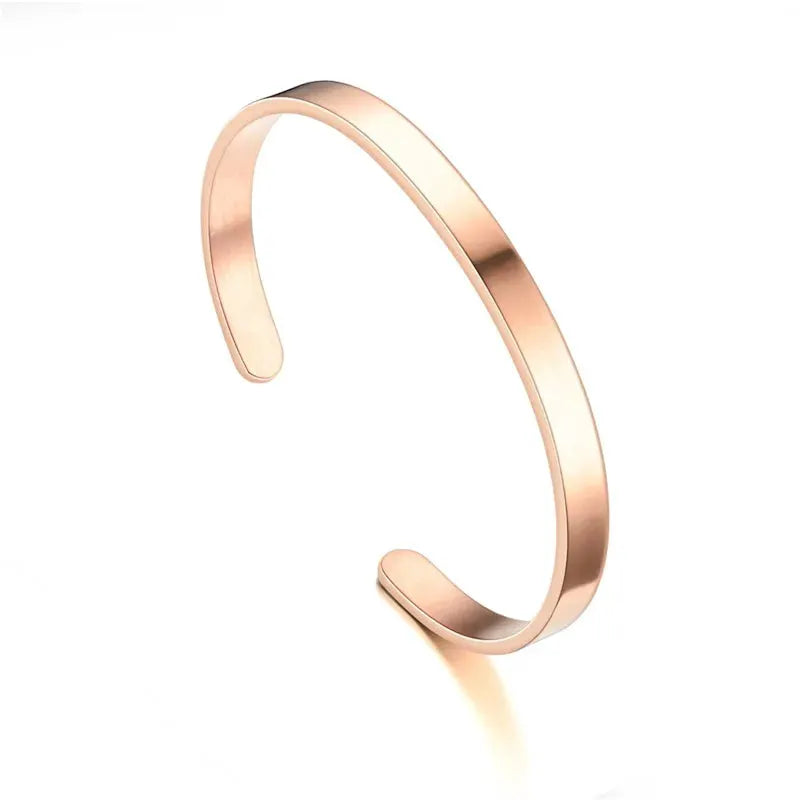 New Classic Simple Unisex Open Adjustable Stainless Steel Bracelet 4mm Gloss Finish