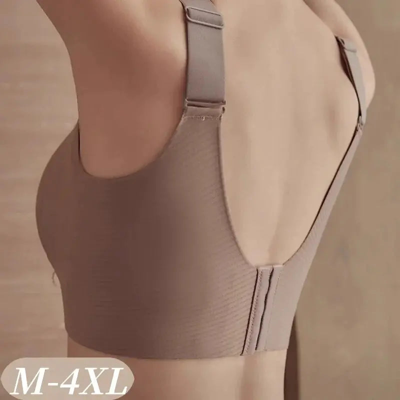 Beige push-up padded seamless bra with wide straps; Simples Market plus-size M-4XL