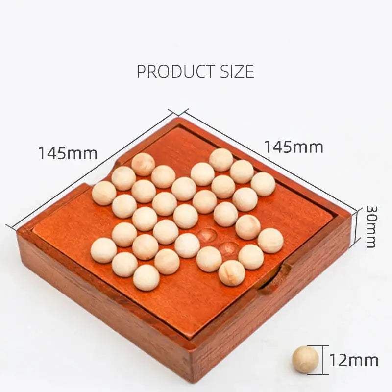 Wooden Peg Solitaire Board Game European Style Solo Puzzle Educational Toy for Cognitive Skill Development