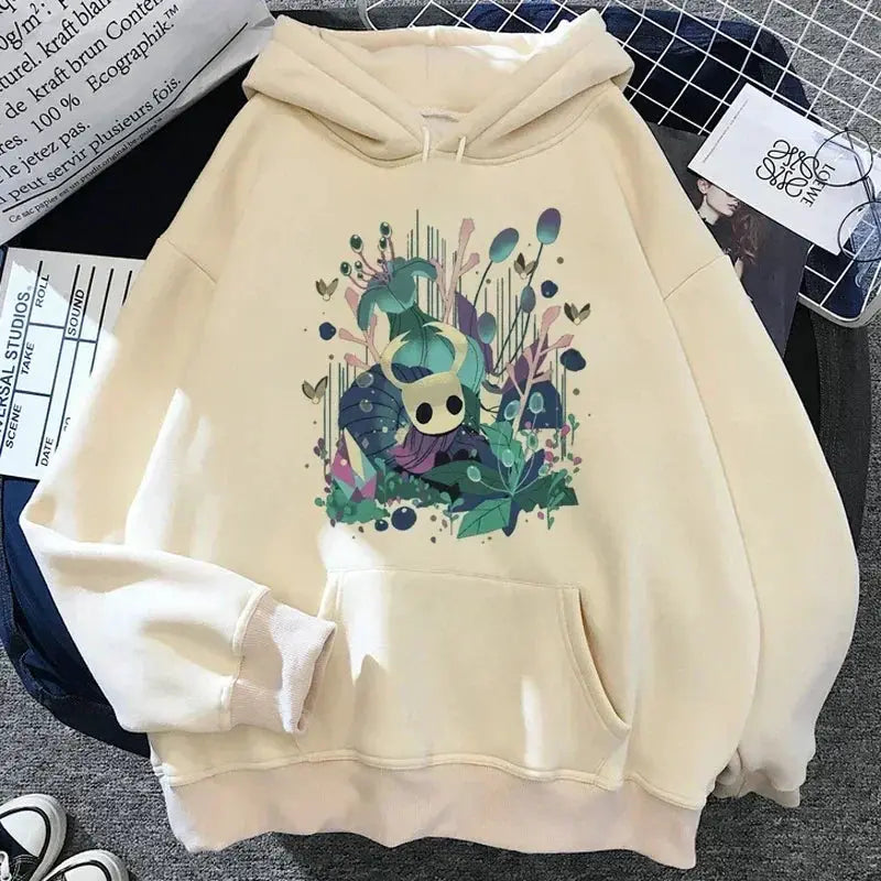 Hollow Knight Hoodie Grunge Y2K Aesthetic Cartoon Graphic Pullover For Autumn And Winter Wear