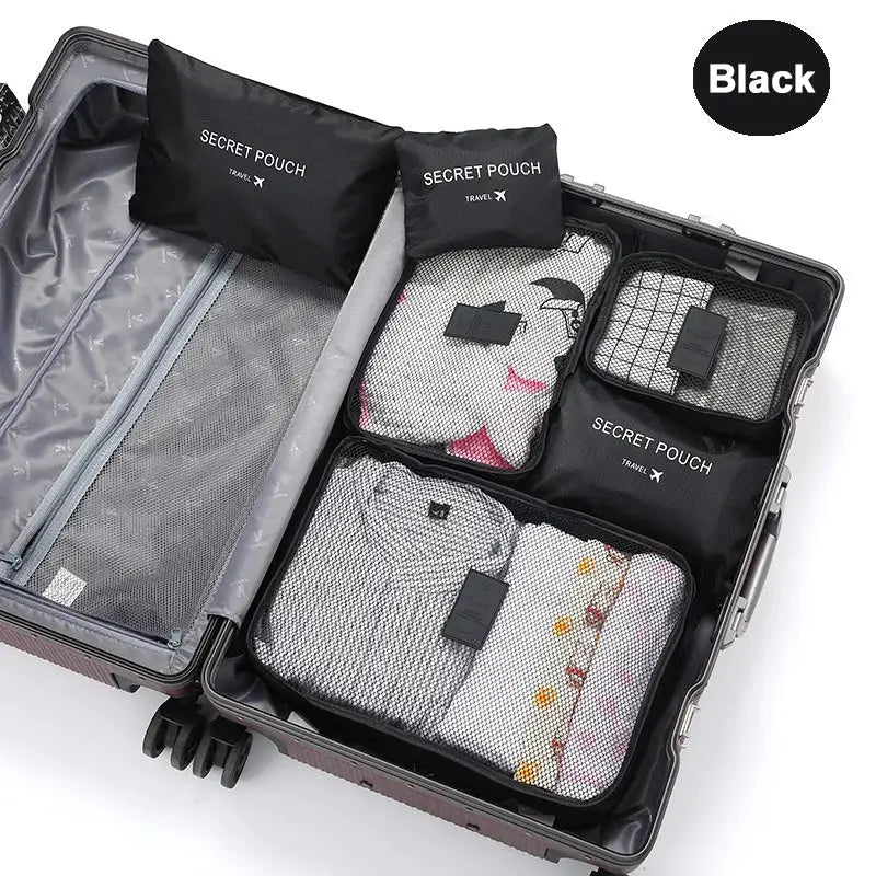 GlobeTrek 6 Piece Travel Clothes Storage Bags Set Space Saving Portable Luggage Organizer Packing Cubes