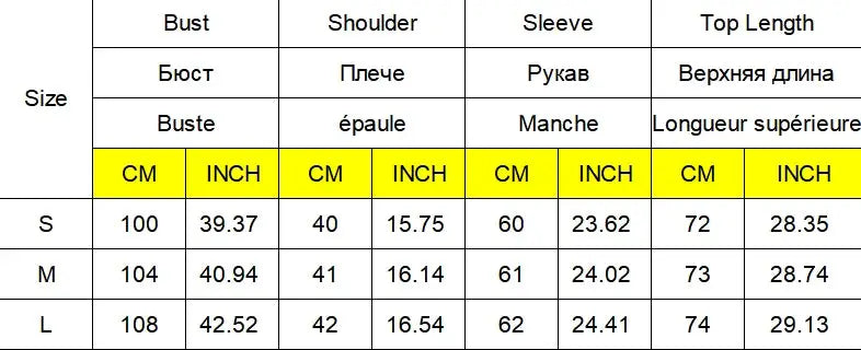 Beading A Line blazer jacket pant set size chart: bust, shoulder, sleeve, top length for S-L.