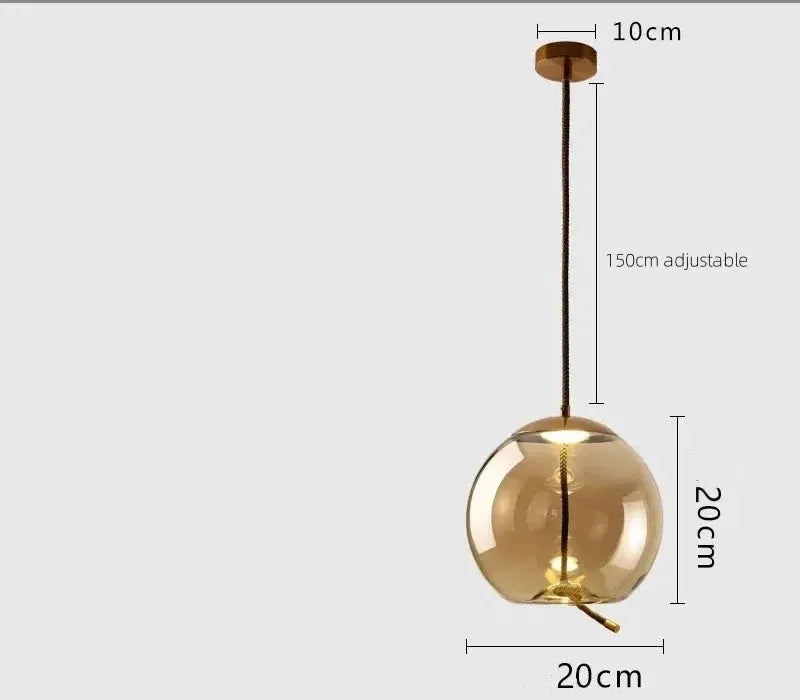 Pendant lamp with blue glass globe and hemp rope cord, 20 cm diameter, adjustable up to 150 cm
