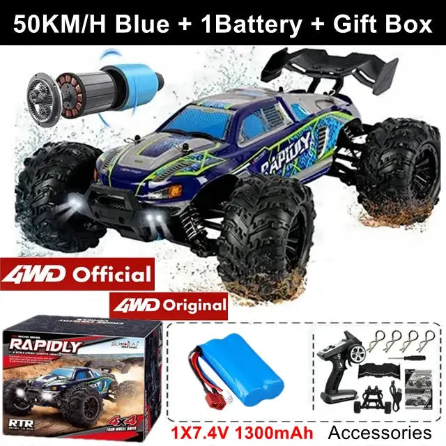 4WD Remote Control Off Road 4X4 High Speed Brushless Buggy Truck 80 KMH Drift Racing Toy for Kids and Adults