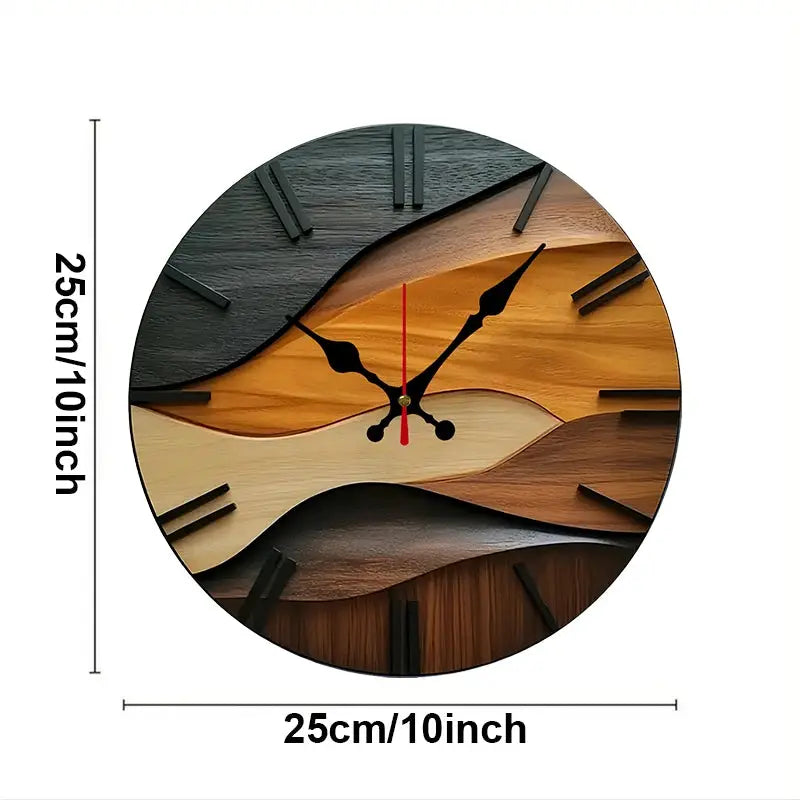 Simples Market Nordic round fiberboard wall clock, 25 cm diameter, silent movement, layered wood design