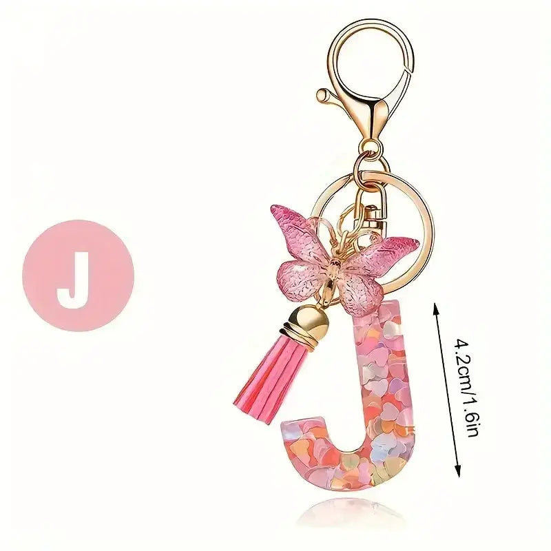 Customizable A To Z Letter Keychain With Resin Pendant Metal Holder Lobster Clasp For Keys Bags And Cars