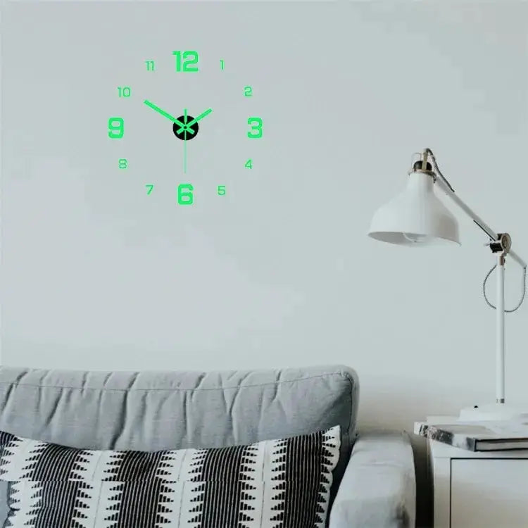 EW Creative Simple Luminous Digital Clock European Style Silent Wall Clock DIY Wall Sticker For Study And Living Room