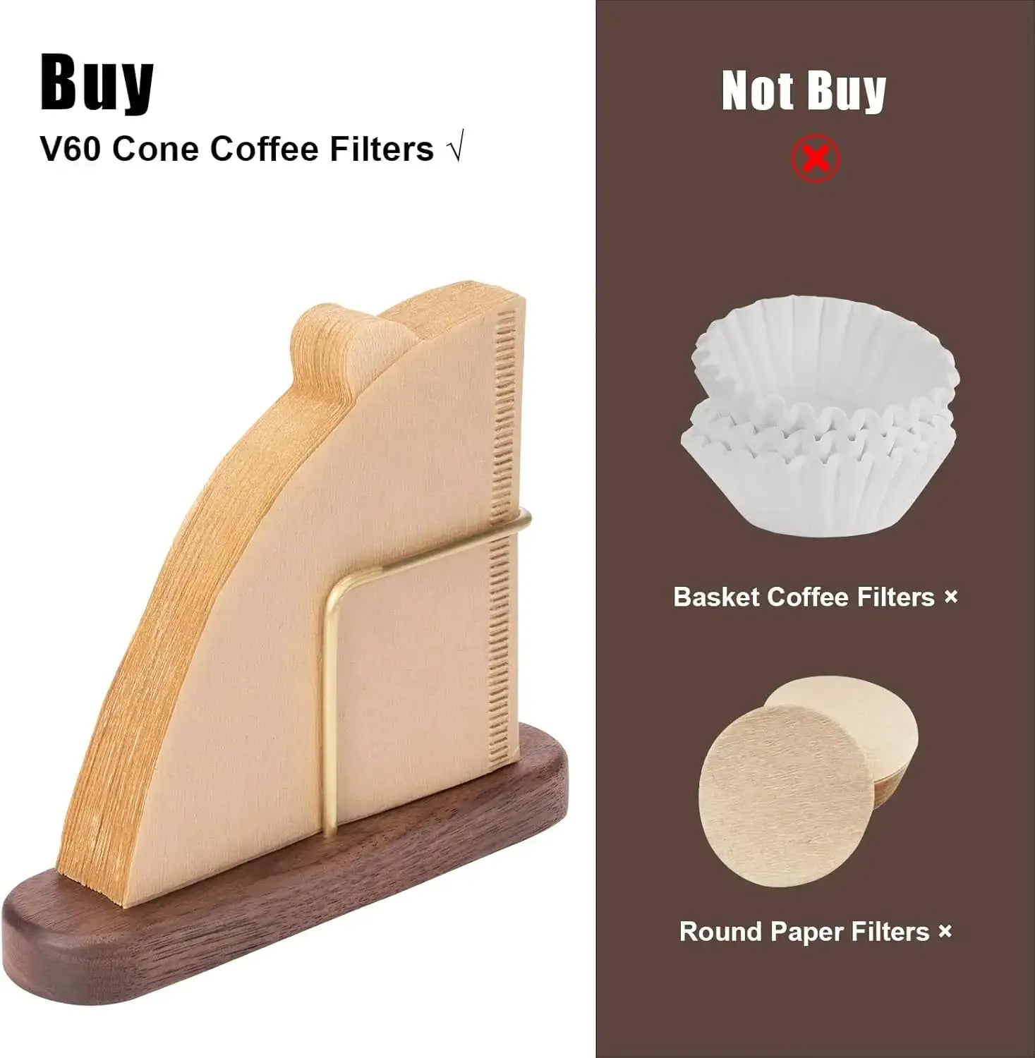 Cone Coffee Filter Holder Stand For V60 Size 01 And 02 Paper Filters Storage Container