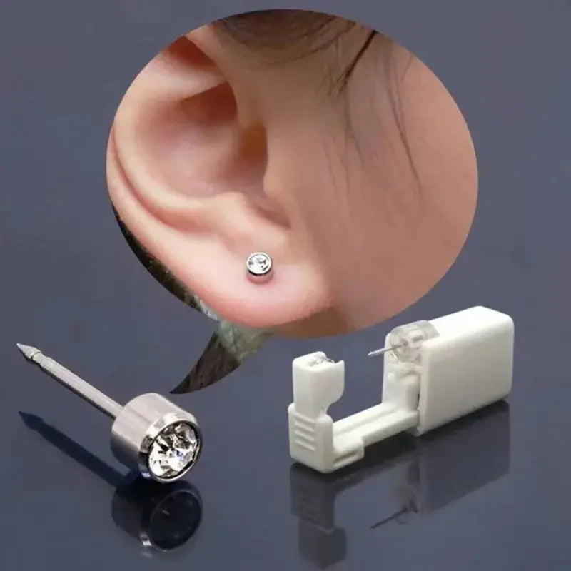 Disposable White Plastic Ear Piercing Gun Kit For Women And Men Sterile Safe Earring Tools
