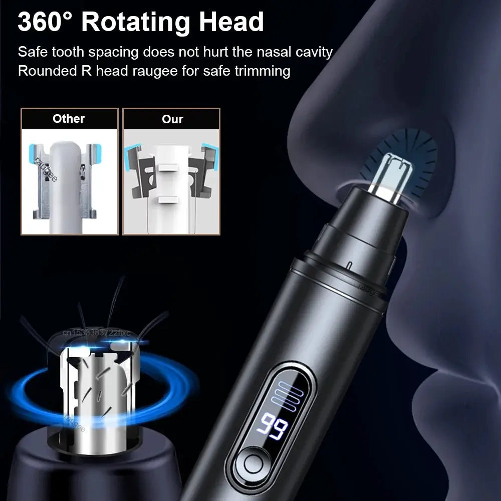 Nose hair trimmer by Simples Market, compact black rechargeable electric nose/ear hair remover