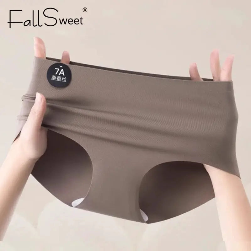FallSweet seamless silk briefs Mulberry silk nude taupe 4Pcs set women's underwear M-2XL