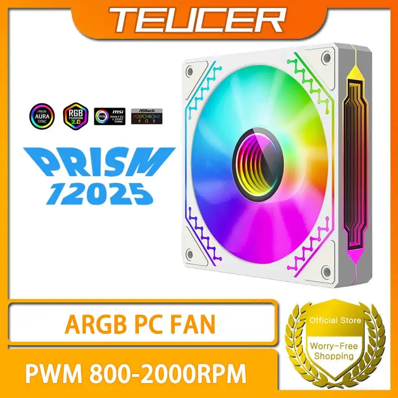 TEUCER Prism12025 120mm ARGB PC case fan, 5V 3Pin PWM, Simples Market, 800–2000RPM