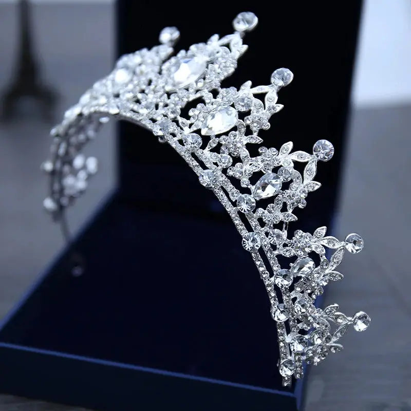 Crystal Wedding Tiara For Bride Silver Color Bridal Crown Diadem Veil Tiaras Hair Accessories Head Jewelry