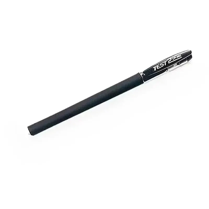 Gel pen with black barrel and silver clip