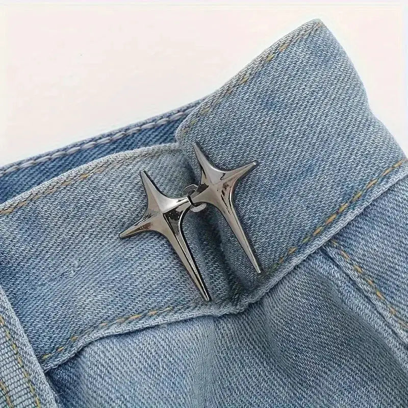 StarWear Star Shaped Waist Buckle Decorative Detachable Buttons No Sew Waist Adjustment Quick Easy Fit Zinc Alloy