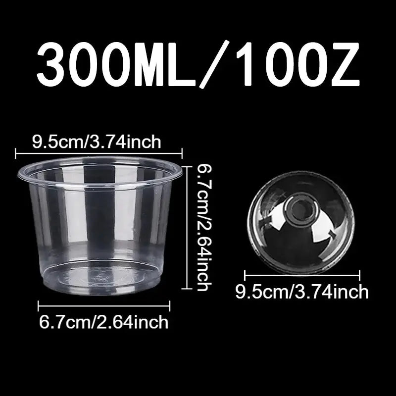 50Pcs Disposable Transparent Cups With Dome And Flat Lids For Milk Tea Coffee Juice Desserts