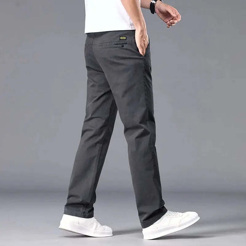 Simples Market men's casual straight-fit stretch chinos in dark gray