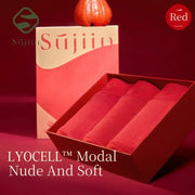 SUJIIN 3-pack women's seamless no-show underwear in red, LYOCELL Modal fabric, antibacterial briefs