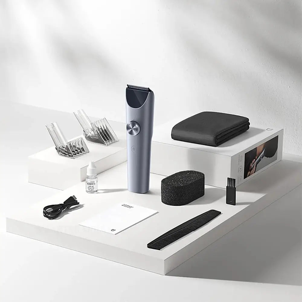 MIJIA hair clipper 2 cordless trimmer with titanium alloy blade, blue-gray finish