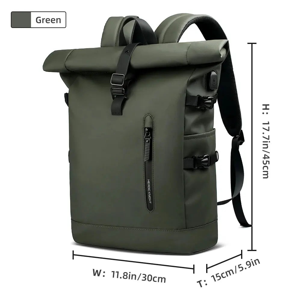 Laptop backpack Simples Market green anti-theft travel bag with USB port for 15.6-inch laptops