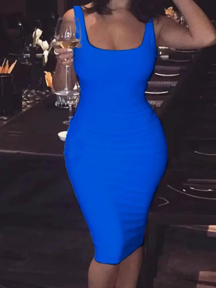 2024 Summer Plus Size Tank Top Dress Sleeveless Mini Solid Color