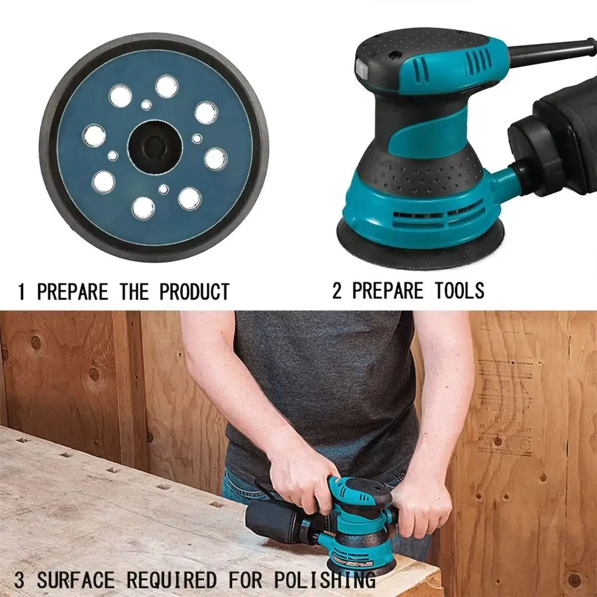 125mm 5 Inch Sanding Pad With Eight Holes Hook Loop Backing For Electric Orbital Sander Polishing