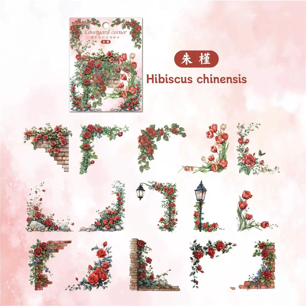 30 Pcs Flowers Corner Stickers PET Sticker Set DIY Diary Decoration Scrapbooking Junk Journal
