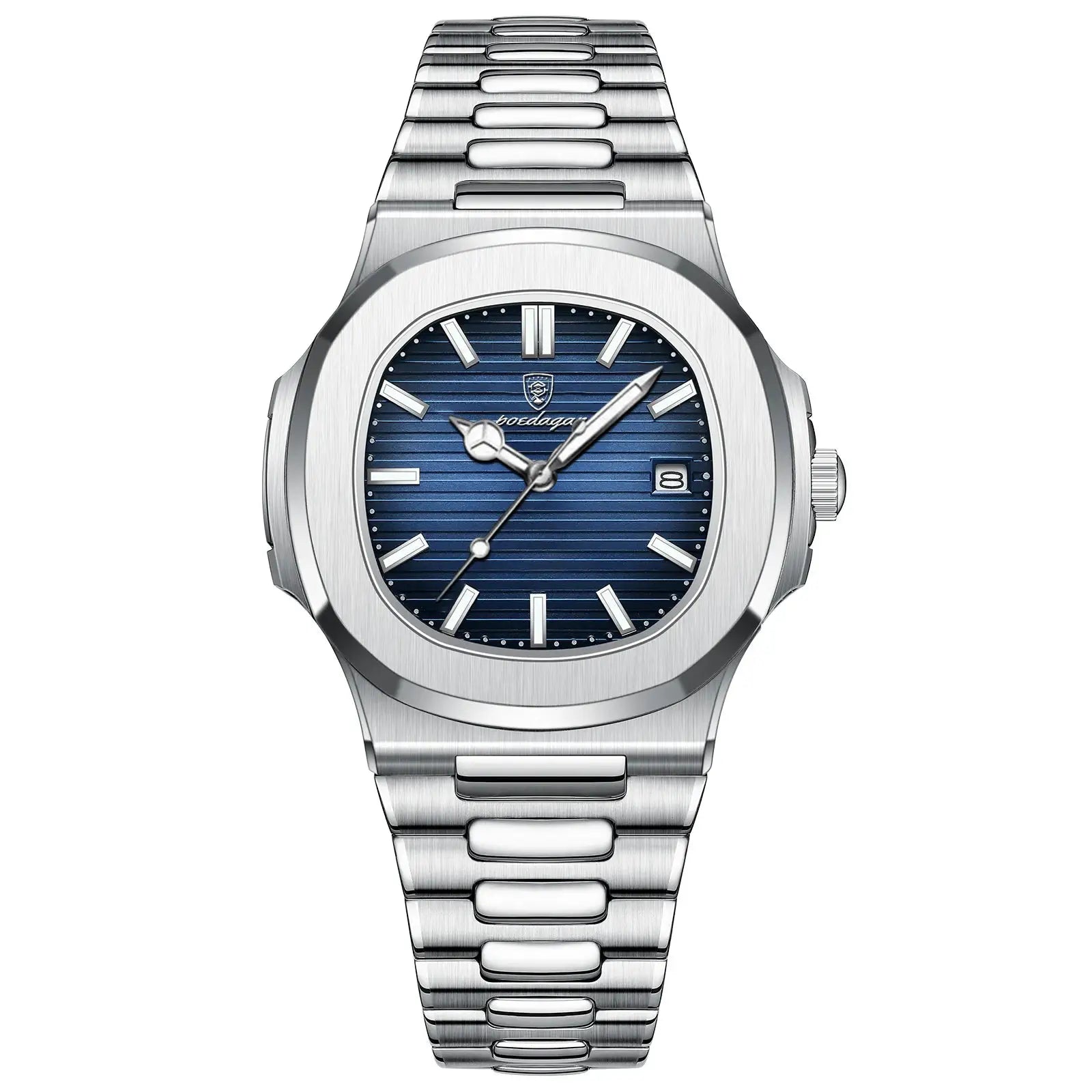 POEDAGAR Square Luxury Men Wristwatch Waterproof Luminous Date Stainless Steel Male Clock Business Sports Quartz Watches For Men